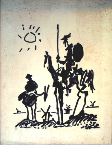 Gravures & estampes intitulée "Don Quichotte" par Bernard Lalandre, Œuvre d'art originale, Gravure