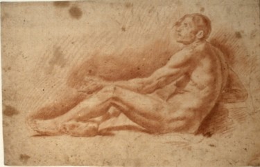 Dessin intitulée "Homme nu" par Bernard Lalandre, Œuvre d'art originale, Encre