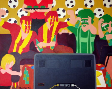 Peinture intitulée "Les fous du foot" par Bernard Moutin, Œuvre d'art originale, Acrylique