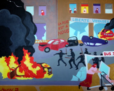 Malerei mit dem Titel "La rue est à nous (…" von Bernard Moutin, Original-Kunstwerk, Acryl