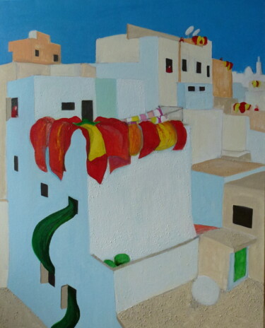 Peinture intitulée "Medina en fleur (la…" par Bernard Moutin, Œuvre d'art originale, Acrylique