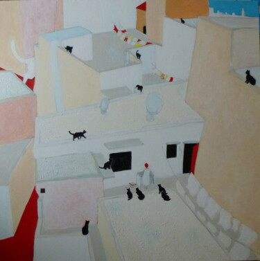 Pittura intitolato "13 chats dans la me…" da Bernard Moutin, Opera d'arte originale