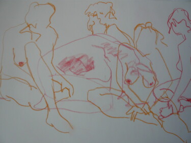 Dessin intitulée "Croquis de nus" par Bernard Moutin, Œuvre d'art originale