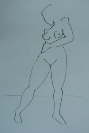 Dibujo titulada "Croquis de nu" por Bernard Moutin, Obra de arte original