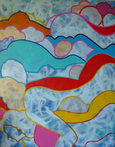 Painting titled "Mixité 5 - Nuages e…" by Bernard Moutin, Original Artwork