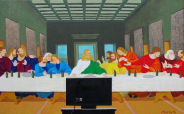 Pittura intitolato "Les supporters" da Bernard Moutin, Opera d'arte originale