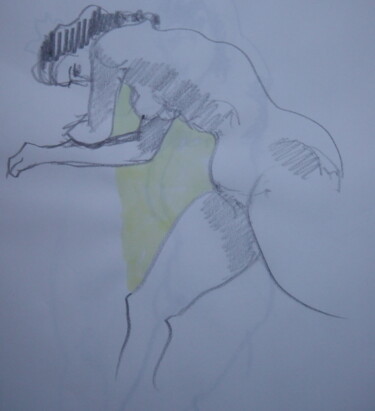 Dessin intitulée "Croquis de nu" par Bernard Moutin, Œuvre d'art originale