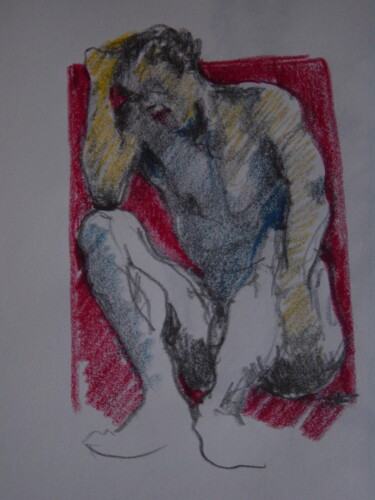 Drawing titled "Homme nu" by Bernard Moutin, Original Artwork