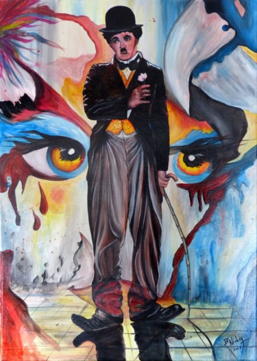 Peinture intitulée "Chaplin" par Bernard Niobey, Œuvre d'art originale, Acrylique