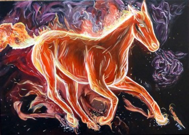 Peinture intitulée "Horse Rider" par Bernard Niobey, Œuvre d'art originale, Acrylique