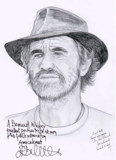 Dessin intitulée "Jean-Paul Belmondo" par Bernard Niobey, Œuvre d'art originale, Crayon