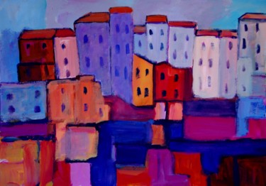 Painting titled "impression ville" by Bernard Olczak, Original Artwork, Acrylic