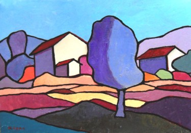 Peinture intitulée "impression-paysage-…" par Bernard Olczak, Œuvre d'art originale