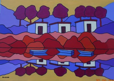Painting titled "bord de rivière 6" by Bernard Olczak, Original Artwork, Acrylic