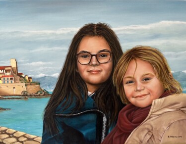 Painting titled "Mes petites filles" by Bernard Palermo, Original Artwork, Oil