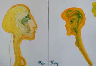 Peinture intitulée "D230P20 Elle & Lui" par Bernard Pineau, Œuvre d'art originale, Huile