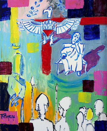 Ζωγραφική με τίτλο "H250F25 Jésus jugé" από Bernard Pineau, Αυθεντικά έργα τέχνης, Λάδι