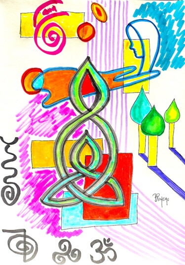 Drawing titled "E188H32 Symboles" by Bernard Pineau, Original Artwork, Marker
