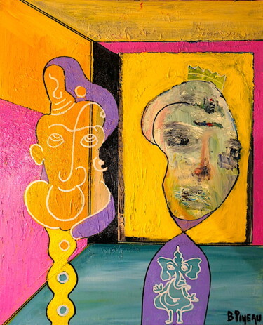 H059P20 Sadhus Peinture intitulée "H059P20 Sadhus" par Bernard Pineau, Œuvre d'art originale, Huile