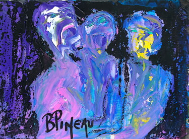 Dessin intitulée "P091H33 Le Blues" par Bernard Pineau, Œuvre d'art originale, Huile