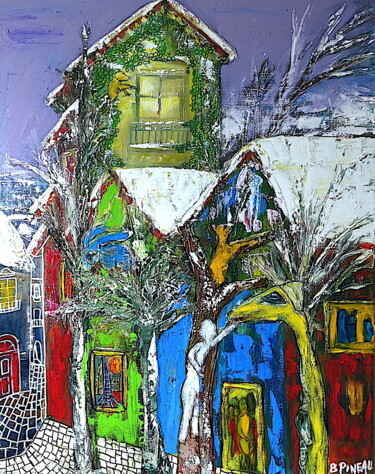 Malerei mit dem Titel "H097F30 Montmartre…" von Bernard Pineau, Original-Kunstwerk, Öl