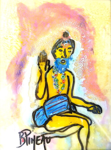 Peinture intitulée "V002H40 Sadhu" par Bernard Pineau, Œuvre d'art originale, Huile