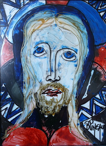 Peinture intitulée "V008H40 Jésus souff…" par Bernard Pineau, Œuvre d'art originale, Huile