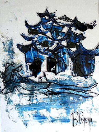Pintura titulada "V021H40 Chine encré…" por Bernard Pineau, Obra de arte original, Oleo