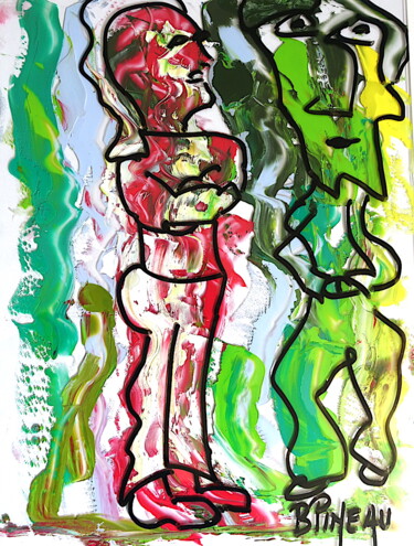 Pintura intitulada "V018H40 Sagittaires" por Bernard Pineau, Obras de arte originais, Óleo