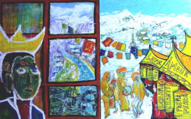 Painting titled "D040X20 Tibet" by Bernard Pineau, Original Artwork, Oil