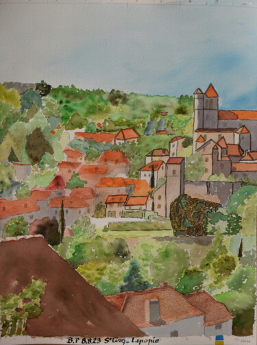 Pittura intitolato "Village de Saint Ci…" da Bernard Pothier, Opera d'arte originale, Acquarello
