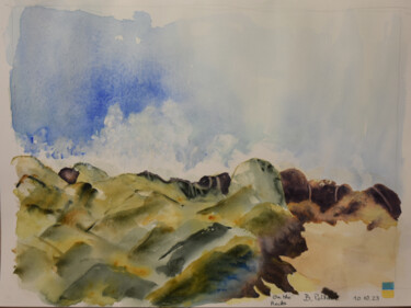 Painting titled "On the rocks" by Bernard Pothier, Original Artwork, Watercolor