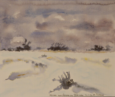 Painting titled "Hiver nucléaire en…" by Bernard Pothier, Original Artwork, Watercolor