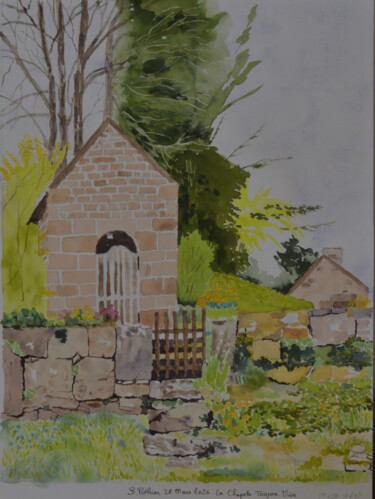 Schilderij getiteld "La Chapelle Touyon…" door Bernard Pothier, Origineel Kunstwerk, Aquarel