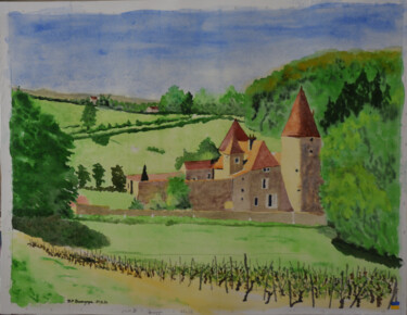 Painting titled "Bourgogne" by Bernard Pothier, Original Artwork, Watercolor