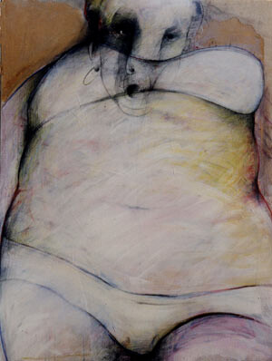 Painting titled "la culotte blanche" by Bernard Privat, Original Artwork