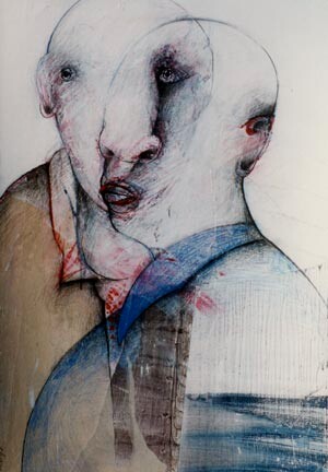Pintura titulada "l'homme à la cravate" por Bernard Privat, Obra de arte original