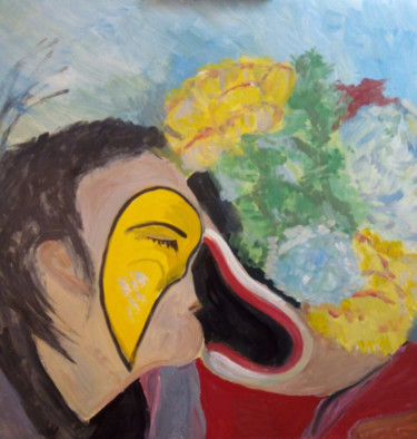 Peinture intitulée "baiser-de-carnaval" par Bernard Relecom, Œuvre d'art originale, Huile