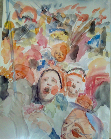 Peinture intitulée "bande de carnarnaval" par Bernard Relecom, Œuvre d'art originale, Aquarelle