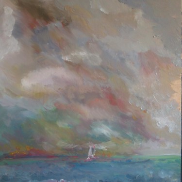 Peinture intitulée "huile-ciel-marine-m…" par Bernard Relecom, Œuvre d'art originale, Huile