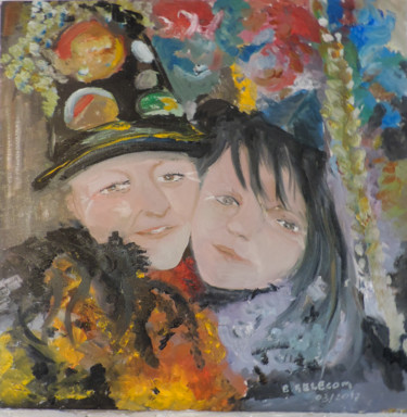 Painting titled "Nanou et Sarah , ca…" by Bernard Relecom, Original Artwork, Oil