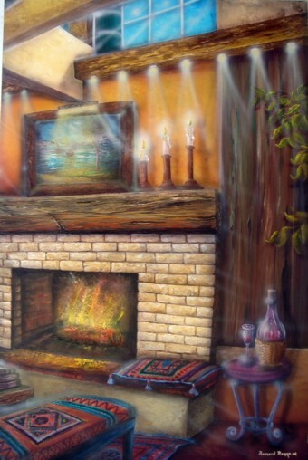 Painting titled "(16)corner fire pla…" by Bernard Renno, Original Artwork