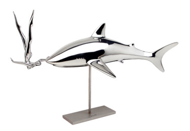 Скульптура под названием "Shark  s" - Bernard Rives, Подлинное произведение искусства, Нержавеющая сталь