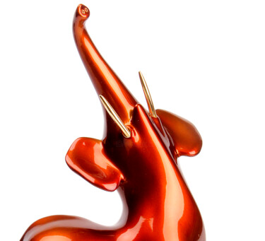 Skulptur mit dem Titel "FAN FAN ambre" von Bernard Rives, Original-Kunstwerk, Harz