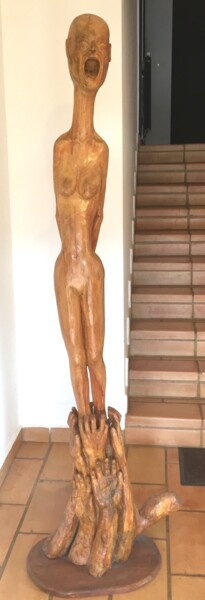 Skulptur mit dem Titel "Arme de guerre" von Bernard Sabathé, Original-Kunstwerk, Holz