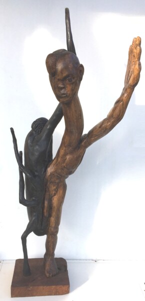 Skulptur mit dem Titel "Inyenzi ou l'alibi…" von Bernard Sabathé, Original-Kunstwerk, Holz