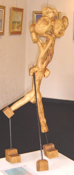 Skulptur mit dem Titel "De guerre lâche" von Bernard Sabathé, Original-Kunstwerk, Holz