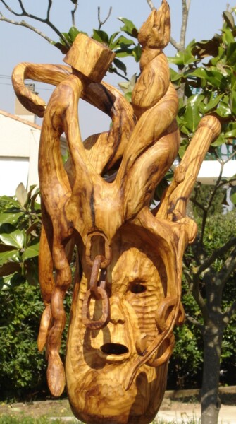 Skulptur mit dem Titel "Inintellectualisati…" von Bernard Sabathé, Original-Kunstwerk, Holz