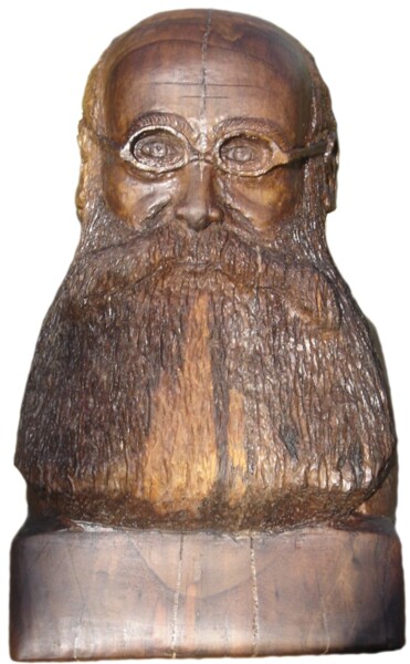 Skulptur mit dem Titel "Kropotkine" von Bernard Sabathé, Original-Kunstwerk, Holz