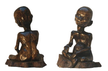 Skulptur mit dem Titel "Mauvaise conscience" von Bernard Sabathé, Original-Kunstwerk, Holz